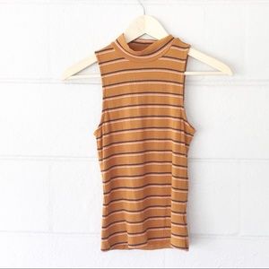 Crop Top Tank Ribbed Faux Neck